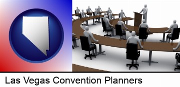 a meeting at a convention (conceptually) in Las Vegas, NV