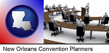 a meeting at a convention (conceptually) in New Orleans, LA