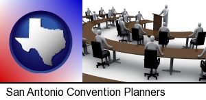 a meeting at a convention (conceptually) in San Antonio, TX