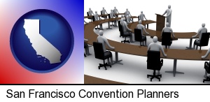 a meeting at a convention (conceptually) in San Francisco, CA